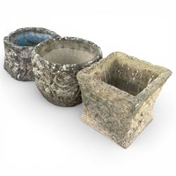 Cast iron Planter / trough along with three cast stone planters