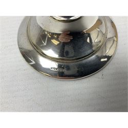 Collection of assorted silver plate, comprising four cup egg cruet, table lamp, bud vase, desk stand etc  