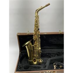Trevor J. James & Co. 'The Horn' brass tenor saxophone, serial no.T04498, H68cm in fitted carrying case
