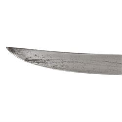19th Century Grenadier Briquet short sabre sword, 59cm curved blade, brass ribbed grip and D shaped knuckle guard, overall L74cm