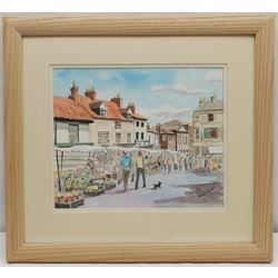 Penny Wicks (British 1949-): Malton Market, watercolour and ink signed, titled verso 23cm x 28cm