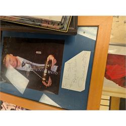 Collection of signed International cricket memorabilia, mostly relating to West Indies, including Curtly Ambrose and Brian Lara prints, Shane Warne and Glen McGrath last test souvenirs, signed Zimbabwe 2003 tour cricket bat, etc