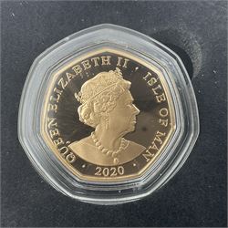 Queen Elizabeth II Isle of Man 2020 'Peter Pan' gold proof fifty pence coin, cased with certificate