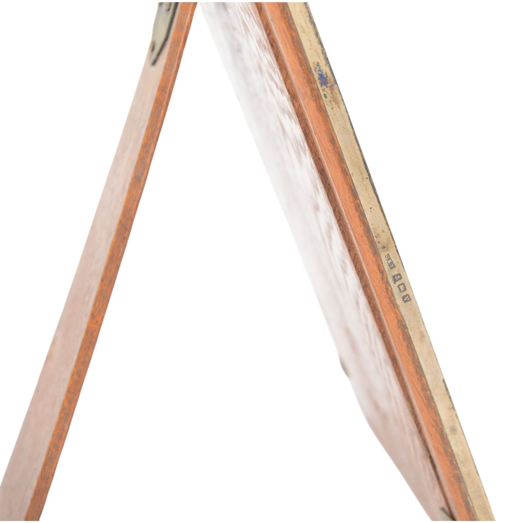 Mid 20th century silver mounted photograph frame, of rectangular form with engine turned decoration, with wooden easel support verso, hallmarked Charles Edwin Turner, Birmingham 1945, H28cm