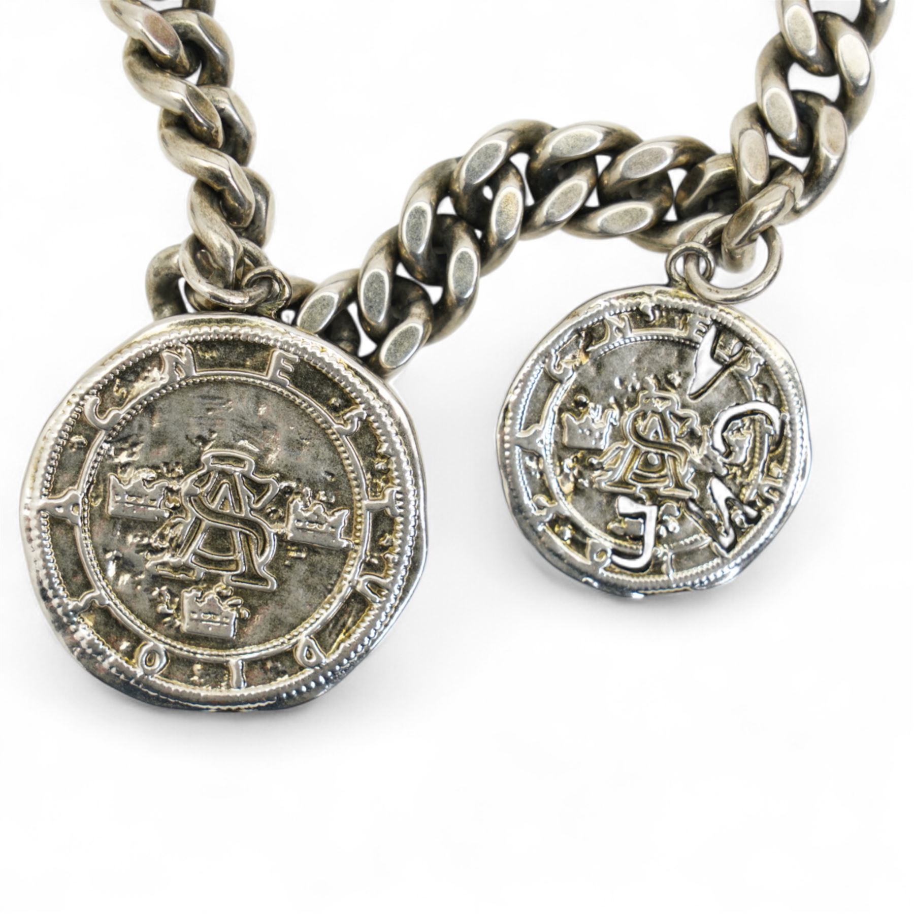 Acne Studios - silver-tone coin necklace and antique gold tone 