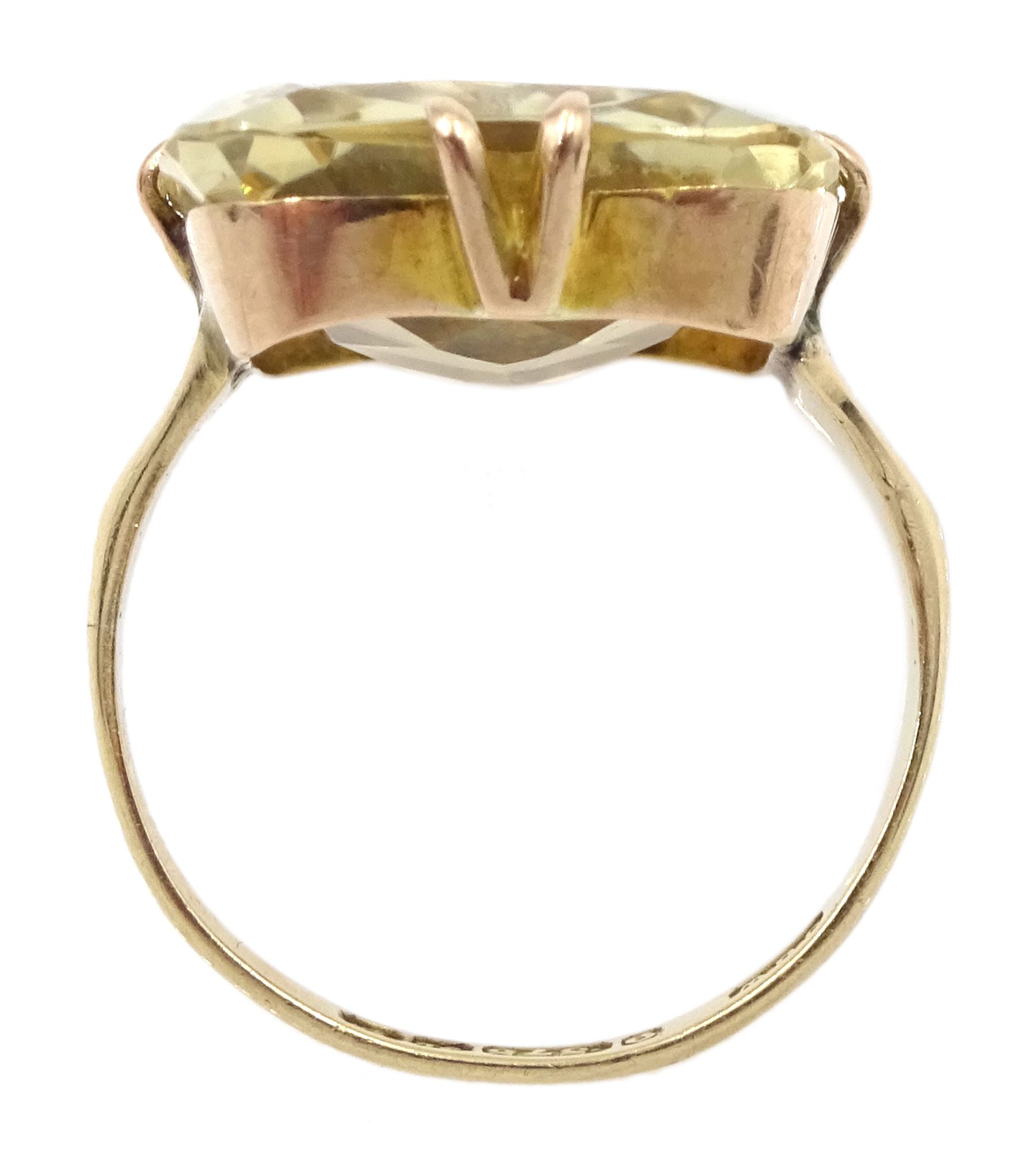Early 20th century 9ct gold large single stone citrine ring, Birmingham 1930