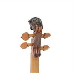 Violin - with a carved Lions head scroll and period style replacement fingerboard and fittings, in a later hard case, no bow, possibly from Germany or Bohemia.
Thought to have originated in the Tyrol region between Austria and Germany this design of scroll was very popular from the late 17th century onwards and well into the 19th century.