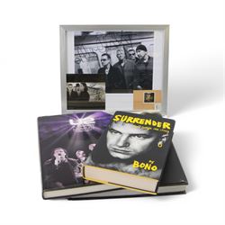 U2 framed signed photograph, together with Surrender Bono's autobiography first edition an...