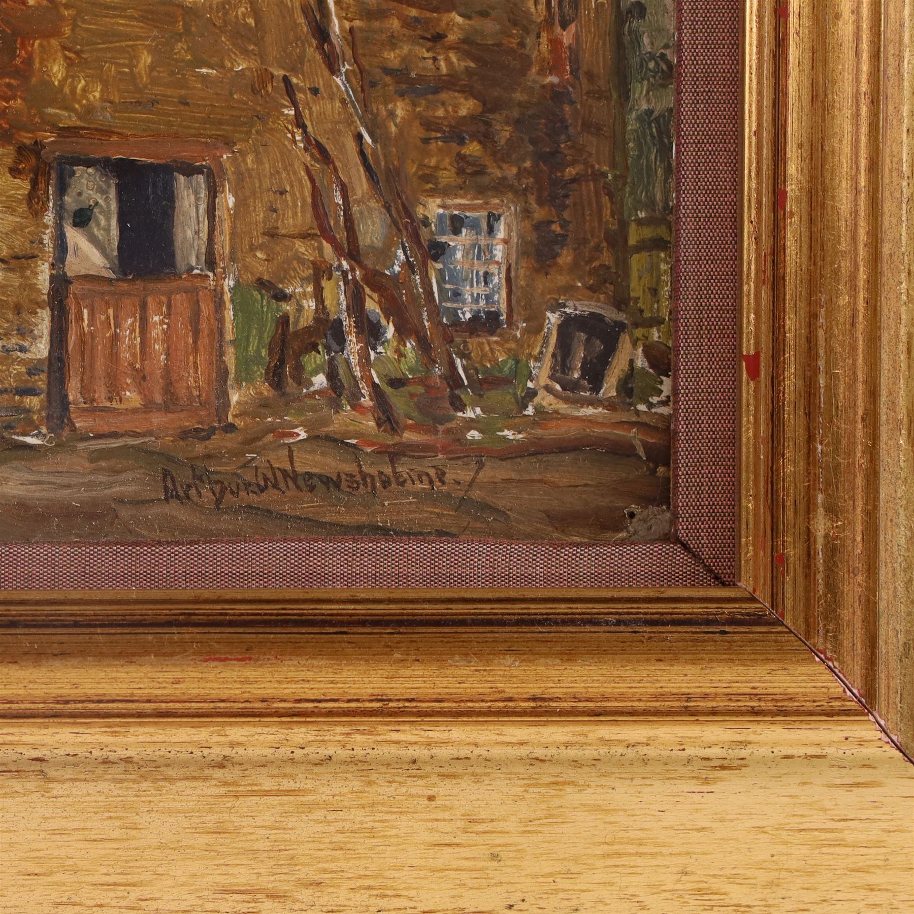Arthur W Newsholme (Yorkshire 1859-?): 'Ripley Mill', oil on board signed, titled verso 20cm x 23cm