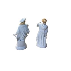 Pair of ceramic figures, modelled as a man and woman in period dress, H15cm