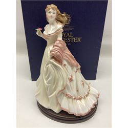 Three Royal Worcester figures, comprising Glyndebourne, with original box, Royal Worcester Special Even 1998 Elizabeth, with certificate and original box, and In Celebration of the Queens 80th Birthday 2006 