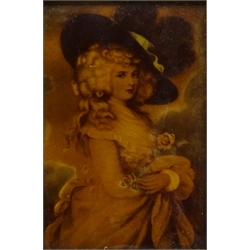  Bust Portrait of a Georgian Lady in a Feathered Hat and Georgiana Duchess of Devonshire, two Victorian crystoleums 22.5cm x 18cm & 14.5cm x 10cm (2)  