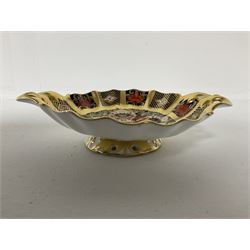 Royal Crown Derby Imari pattern twin-handled footed comport, of small proportions, pattern No 1128, L16cms