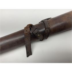 19th century telescopic hunting horn, the bell engraved 'The Beaufort', with makers mark Kohler & Son, makers, 61 Victoria Street, Westminster (from Covent garden) London, in a leather sheath, horn full extended L91cm 