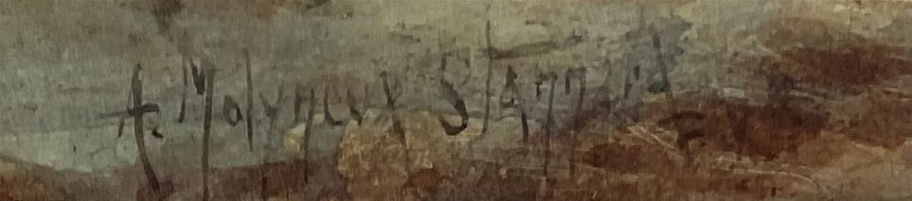 Alexander Molyneux Stannard (British 1878-1975): Feeding the Chickens, watercolour signed 37cm x 62cm