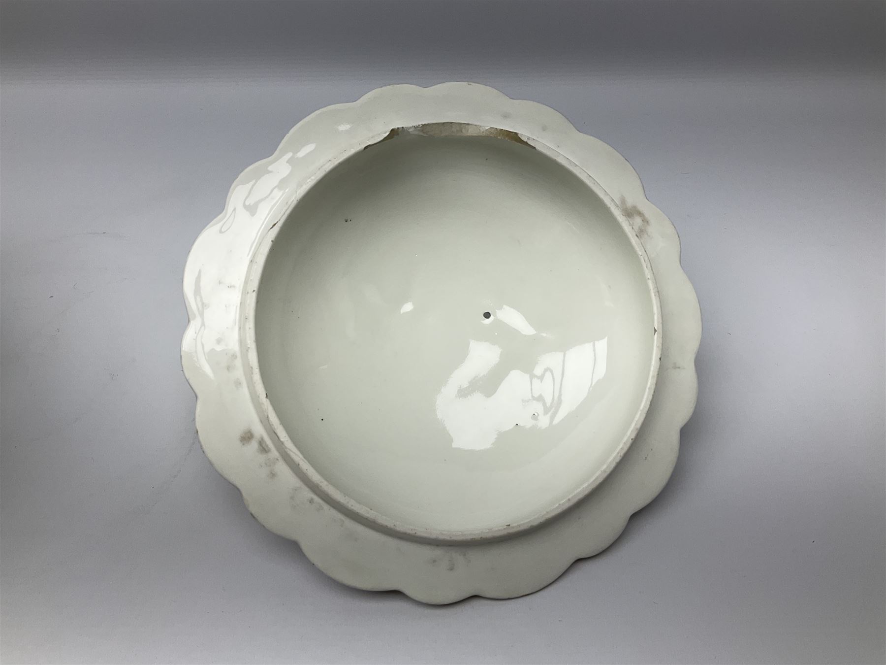Large Victorian twin handled water pail and cover, of slightly bellied form decorated with floral sprays and moulded vine and ribbon detail, H36.5cm