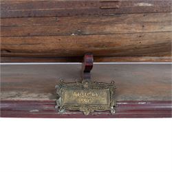 Wooden scale model of HMS Victory, upon a wooden stand with name plaque, H72cm L92cm