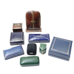 Number of vintage and other jewellery boxes including upright leather box by Mackay & Chis...