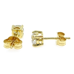  Pair of 18ct gold round brilliant diamond stud ear-rings, diamonds approx 1 carat  