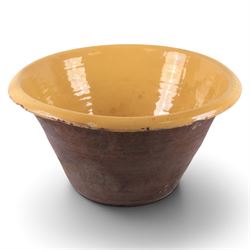 Large pancheon, of tapering circular form, with yellow glazed interior, H28cm, D52cm 
