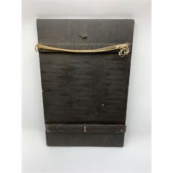 An early 20th century Japanese Shibayama panel, depicting three birds seated upon a blossoming branch in ivory and mother of pearl, with applied ivory character mark panel lower left, H45.5cm L30cm. 