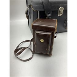 Yashica-A camera body, serial no. A4080073, with 'Yashikor 1:3.5 f=80mm' lens, serial no. 209272 and 'Yashikor 1:3.5f=80mm' lens, serial no 22942, together with Yashica TL-Electro camera body, serial no. 5054162 with 'Yashinon-DS 50mm 1:1.9  40056038