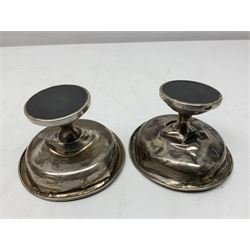 Pair of silver bon bon dishes, with weighted bases, hallmarked 