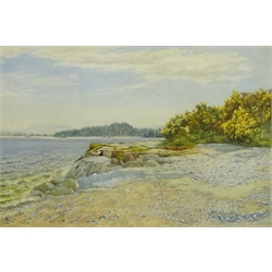  J Hamilton Maxwell (Scottish 1830-1923): The Pebble Shore, watercolour signed and dated 1883, 35cm x 52cm   