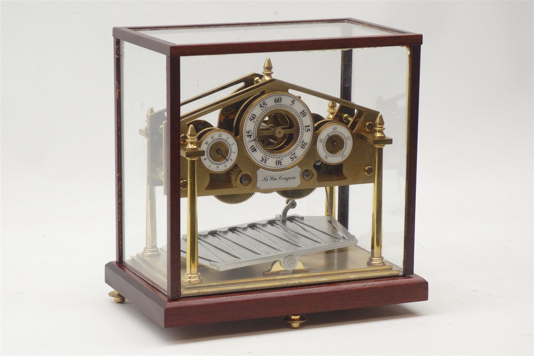 Devon Clocks Congreve type brass 'Rolling Ball' clock, with Arabic