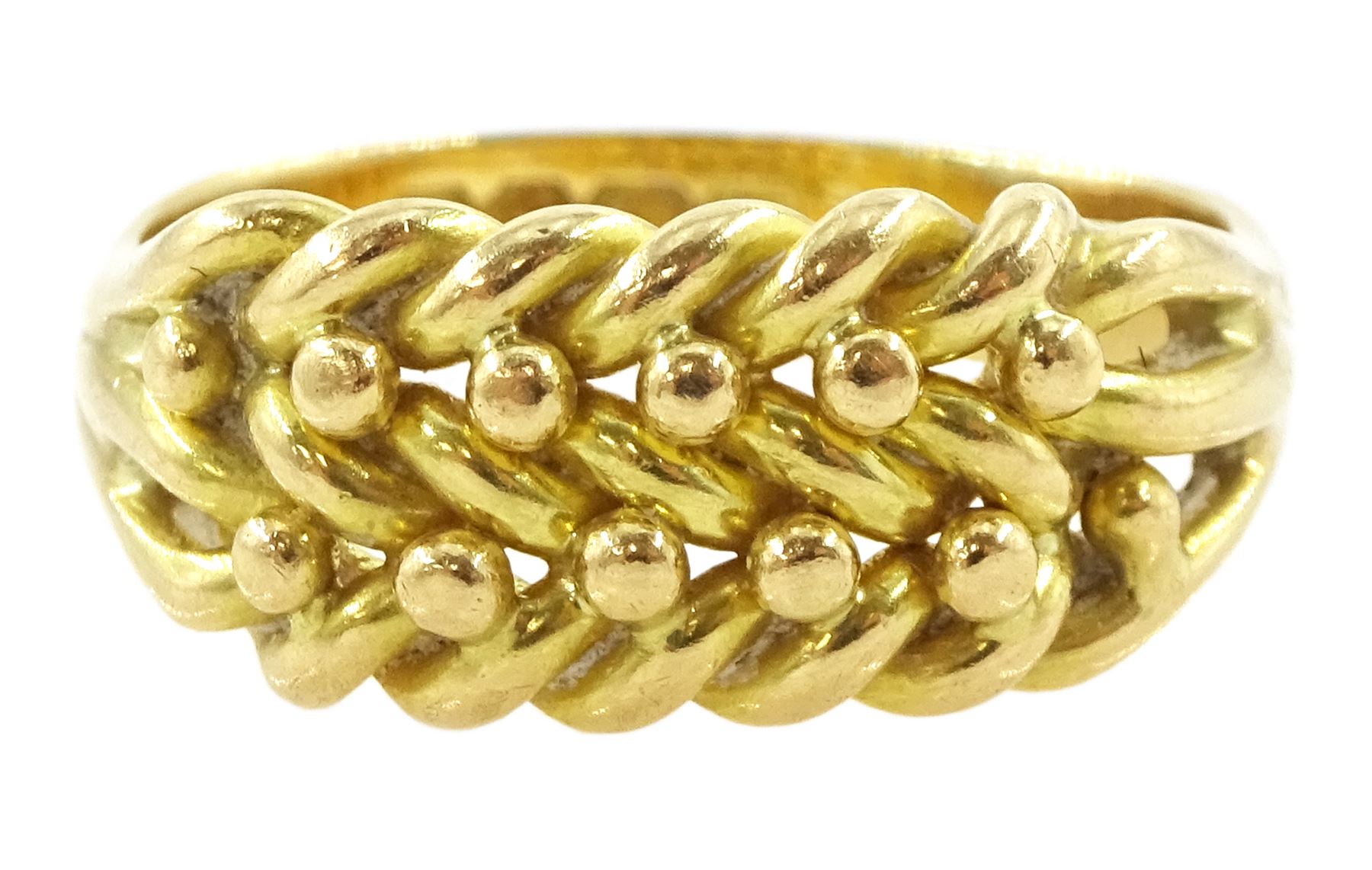 Edwardian 18ct gold keepers ring, London 1902