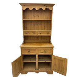 Traditional waxed pine dresser and rack