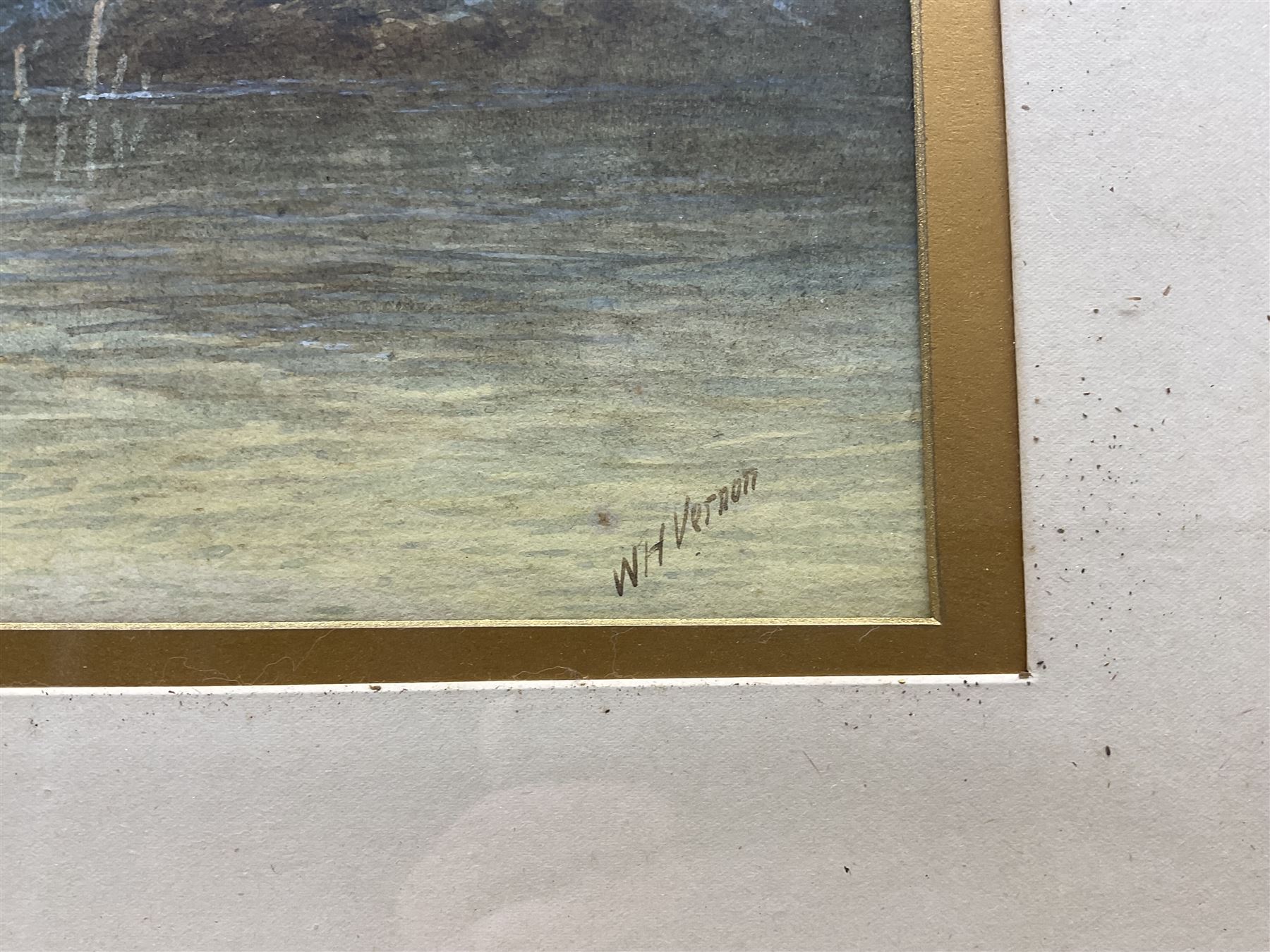 William Henry Vernon (British 1820-1909): Punting on the River, watercolour signed 23cm x 53cm