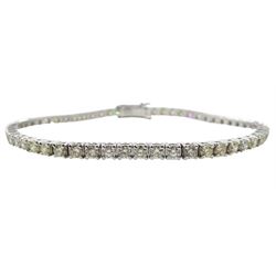 18ct white gold diamond line bracelet, stamped 750, total diamond weight approx 4.25 carat