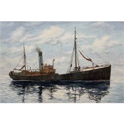 Keith Sutton (British 1924-1991): Ship's Portrait of a Hull trawler 'Electra II', oil on board signed and dated 1986, titled on the frame 50cm x 76cm