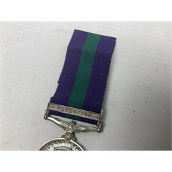 George VI General Service Medal with Palestine clasp awarded to 4700837 Cpl. J. Morley  Linc. R.; with ribbon