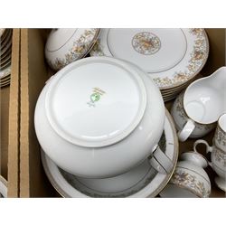 Noritake Harvesting pattern part dinner service, to include tureen and cover, six dinner, six side plates, seven dessert plates, teapot milk jug etc (44)