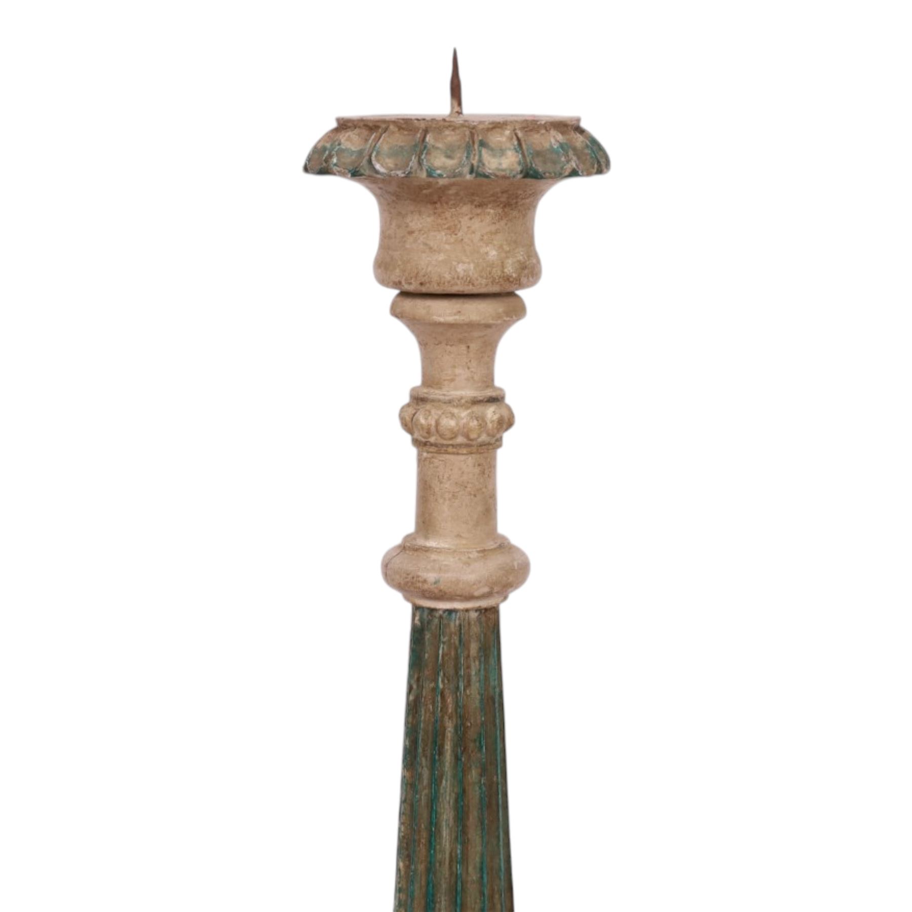 Indian Kerala carved wooden pricket candlestick, H71cm 