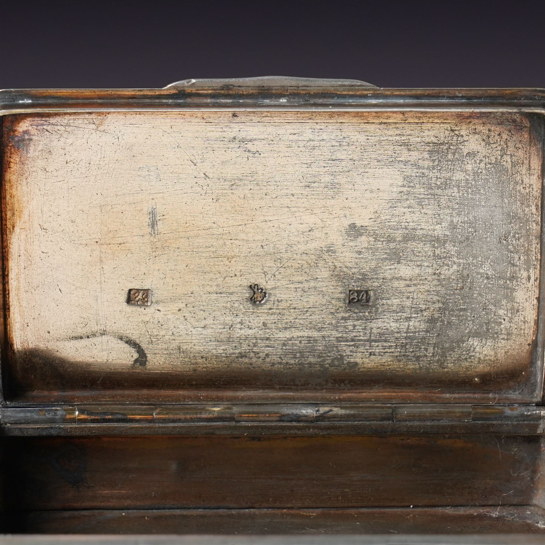 19th century Russian silver and niello work snuff box engraved with a view possibly of St Petersburg, Moscow assay, 84 standard