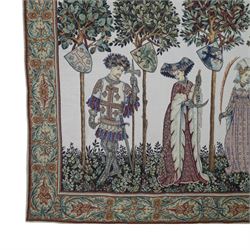 La Manta tapestry wall hanging, by Hines of Oxford, after teh 1420 fresco by Giacomo Jaquerio in the great hall at Casello Della Manta, H65cm, L130cm