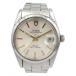 Tudor Prince Oysterdate gentleman's stainless steel Rotor Self-Winding wristwatch, circa 1986, silvered dial with date aperture, Ref. 74000, serial No. 183125, on original stainless steel bracelet