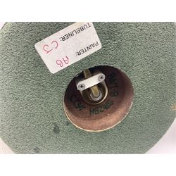 Pair of Moorcroft table lamps of candlestick form in magnolia pattern, with Moorcroft shades, H50cm 
