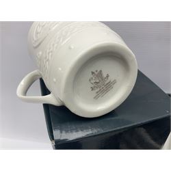 Silver plate including set of six Oneida steak knives with pistol grip handles, in original box, set of six cased cake forks, pair of goblets, etc, together with a pair of Belleek Celtic pattern mugs, 