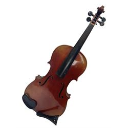 Saxony violin c1900 with 36cm two-piece maple back and ribs and spruce top; bears label 'Antonius Stradivarius Cremonensis Faciebat Anno 17**' L59cm overall; in carrying case