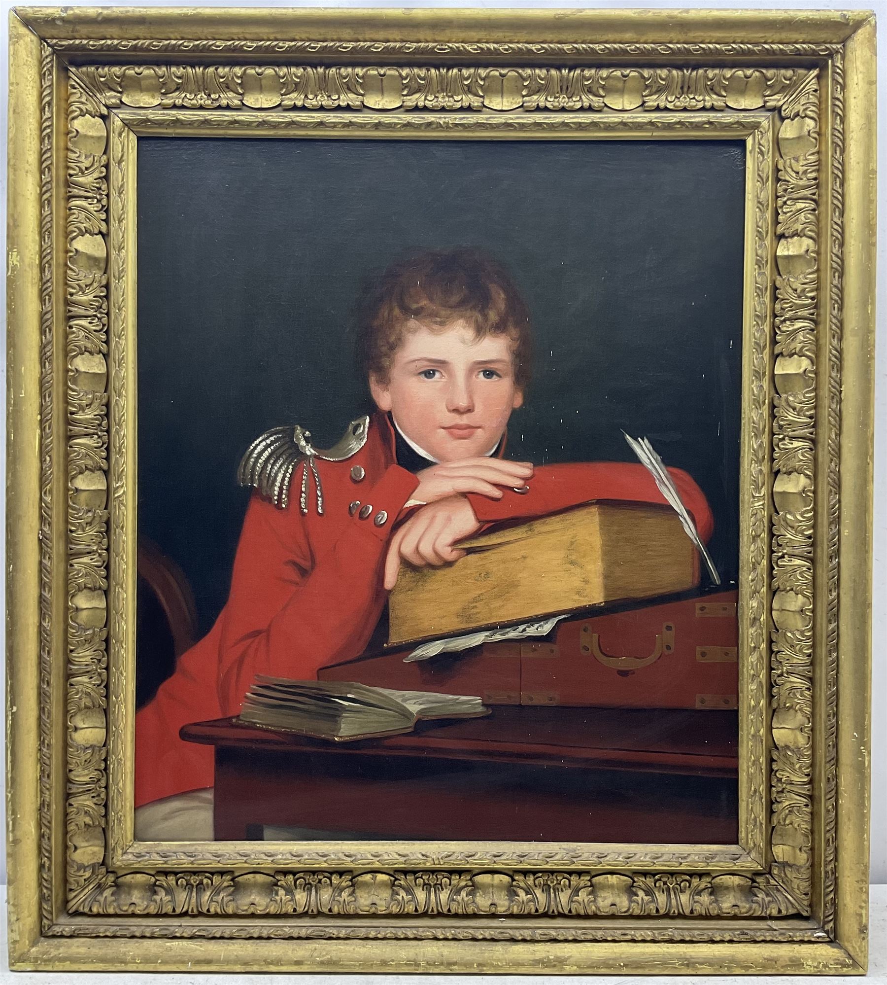 Attrib. Robert Home (British 1752-1834): Half Length Portrait of a Boy in Uniform, oil on canvas unsigned 72cm x 62cm 
Provenance: private East Yorkshire collection, purchased Christie's 5th July 2013 Lot 137
