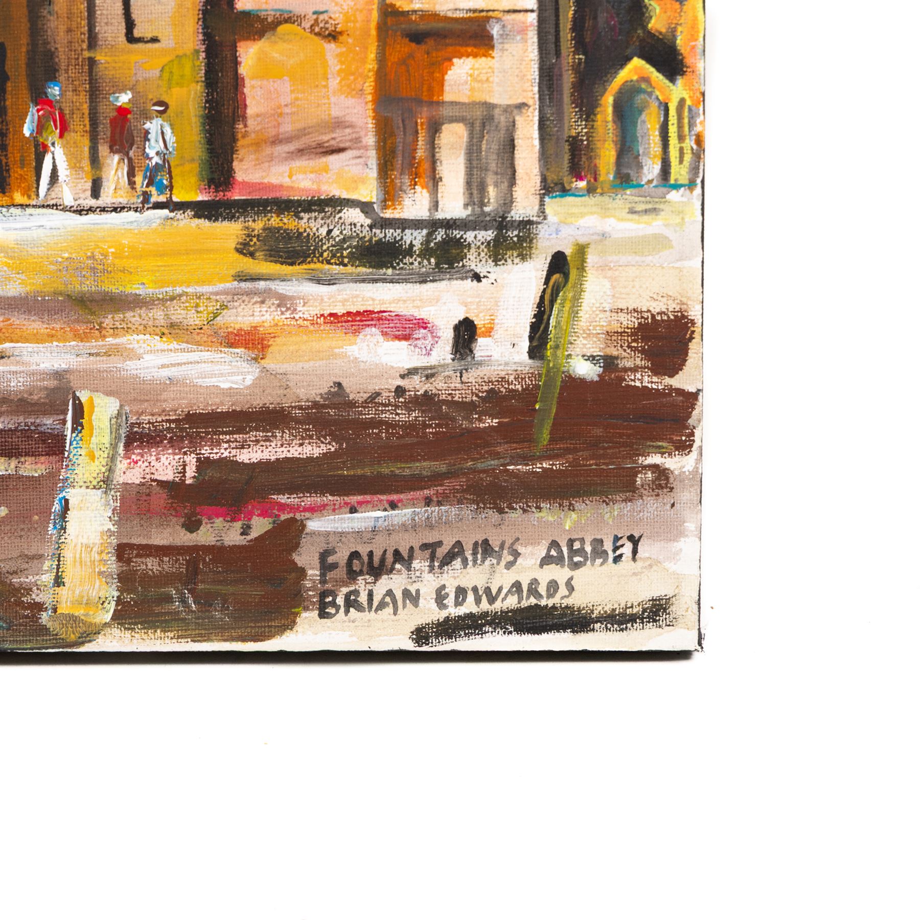 Brian Edwards (British 1944-): 'Fountains Abbey 2', acrylic on canvas signed, titled and dated 2018 verso 50.5cm x 40.5cm (unframed)
Notes: Dr Brian Edwards is Emeritus Professor of Architecture at ECA Edinburgh University. He is the author of the book ‘Understanding Architecture through Drawing’, has exhibited at the Edinburgh Festival, the RSA and architecture section of the RA Summer Exhibition. As a retired architect, his paintings explore the interface between art and architecture