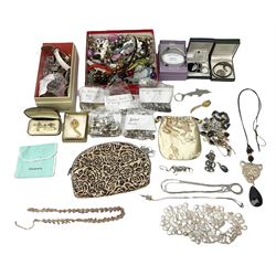 Costume jewellery and watches to include a Silver St Christopher pendant stamped 925, silver bangle, Seiko quartz stainless steel wristwatch, Seiko quartz alarm chronograph wristwatch, necklaces, cufflinks etc 