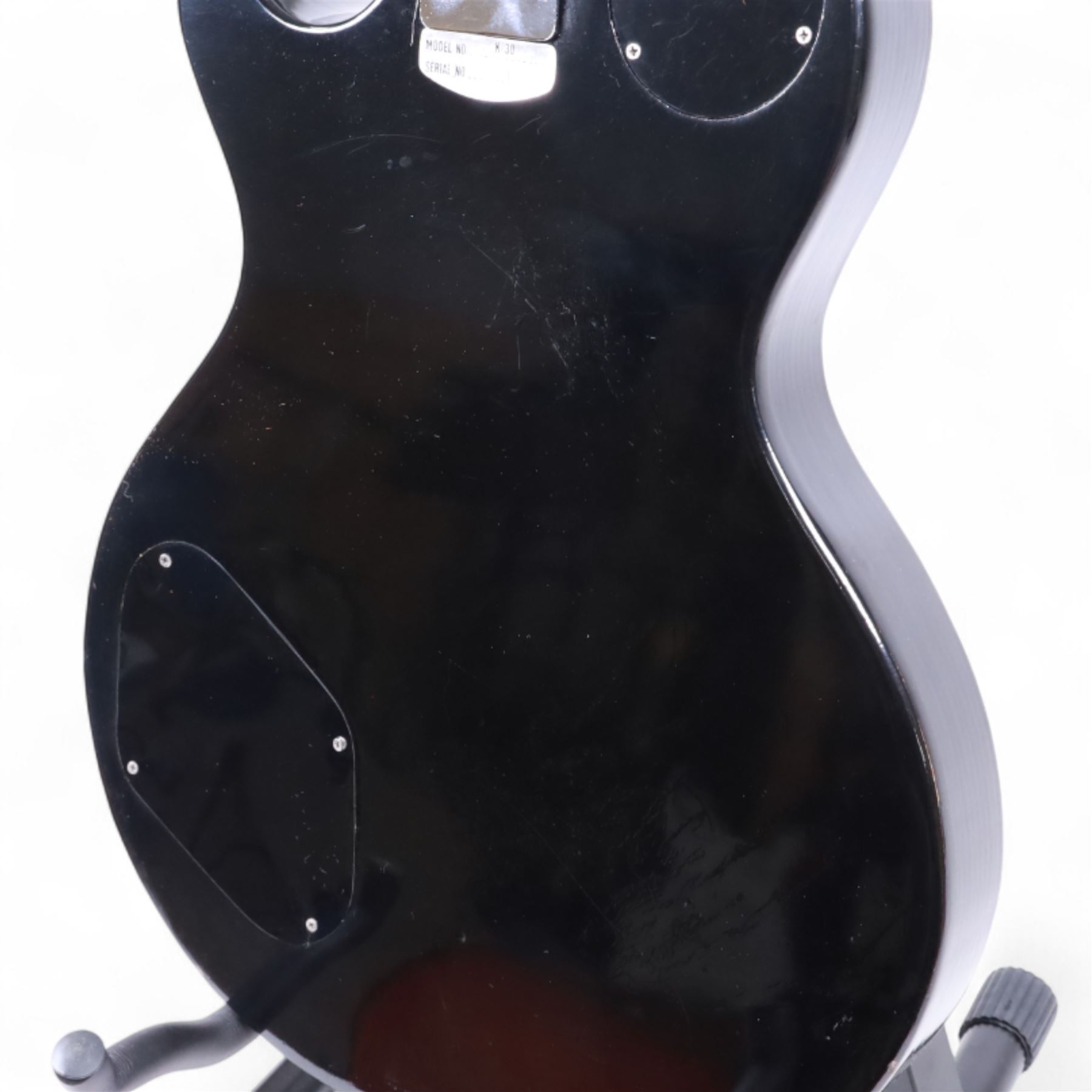 Kay K30 Les Paul style electric guitar, black body and scratch plate, serial no. 70831135, in black hardcase, guitar L100cm