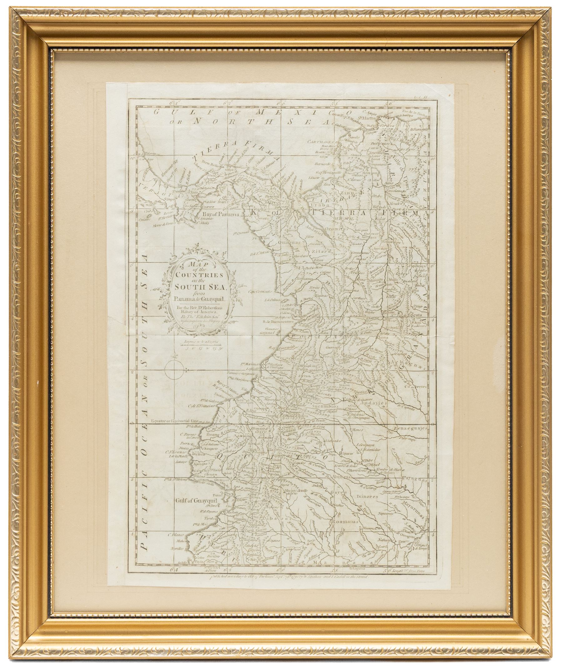 Thomas Kitchin (British 1718-1784): 'A Chart of the Western Coast of Africa', and 'Map of the Countries on the South Sea from Panama to Guayaquil', two late-18th century engraved maps, the latter from Dr. Robertson's 'History of America', 39cm x 27cm (2)
