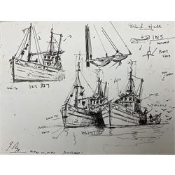 Jack Rigg (British 1927-2023): Boat Studies, pen and ink sketch signed, various illustrati...