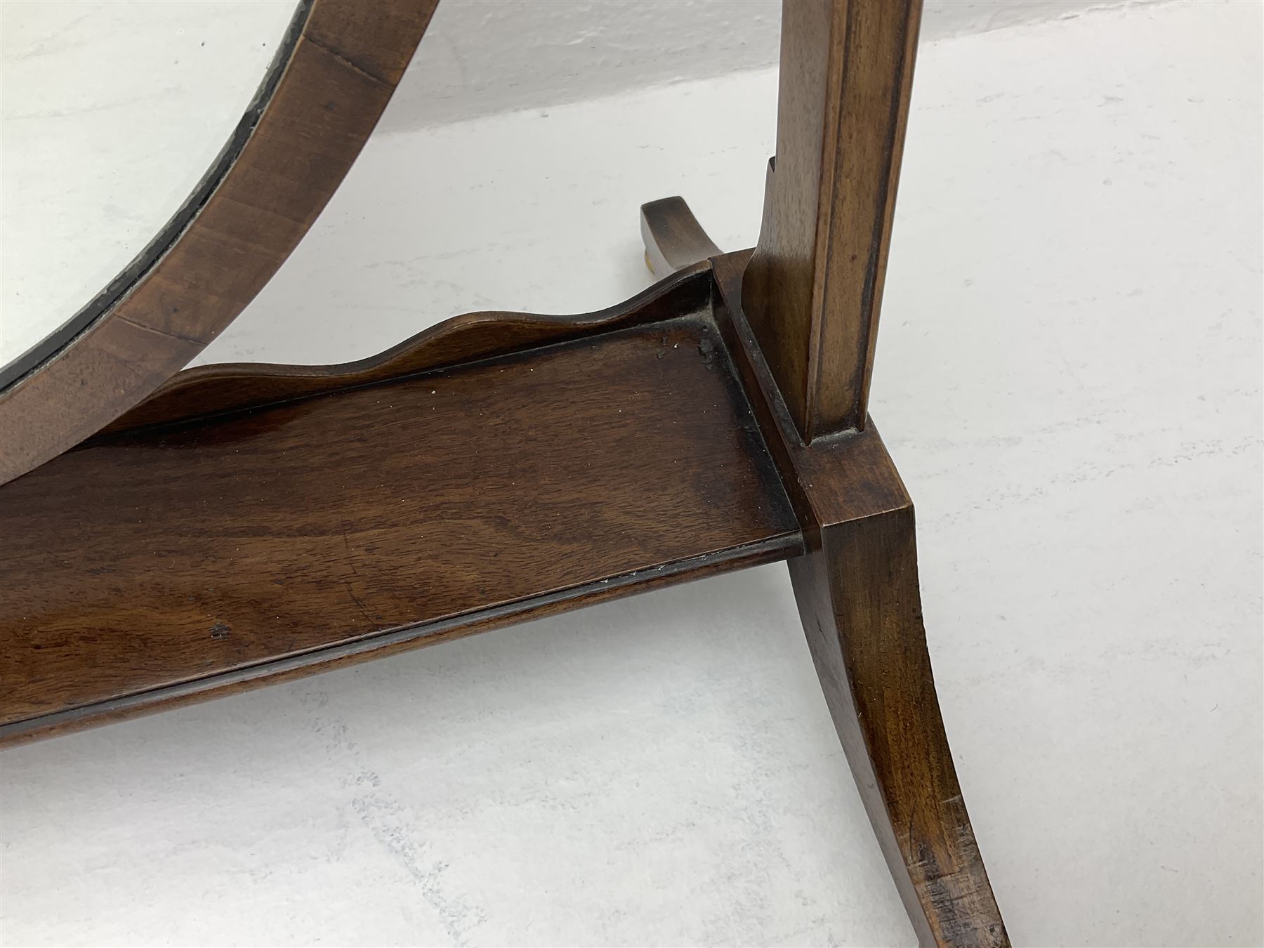 Mahogany framed Georgian style oval dressing table mirror, H65cm